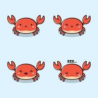 illustration vectorielle d'emoji crabe kawaii vecteur