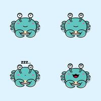 illustration vectorielle d'emoji crabe kawaii vecteur