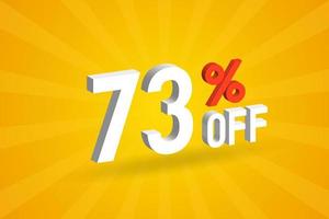 73 % de réduction sur la conception d'une campagne promotionnelle spéciale 3d. 73 de réduction sur l'offre de réduction 3d pour la vente et le marketing. vecteur