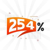 254 promotion de bannières marketing à prix réduits. Conception promotionnelle de 254 % des ventes. vecteur