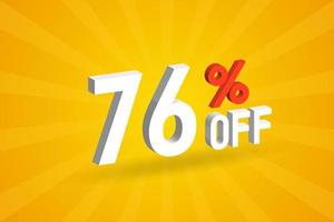 76 % de réduction sur la conception d'une campagne promotionnelle spéciale 3d. 76 de rabais sur l'offre de rabais 3d pour la vente et le marketing. vecteur