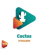 logo de banderole de cactus vecteur