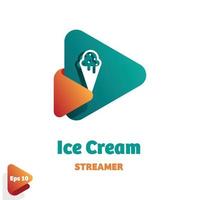 logo de banderole de crème glacée vecteur
