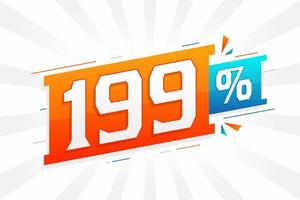 199 promotion de bannières marketing à prix réduits. Conception promotionnelle de 199 % des ventes. vecteur