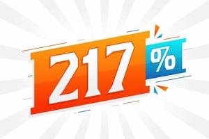217 promotion de bannières marketing à prix réduits. Conception promotionnelle de 217 % des ventes. vecteur