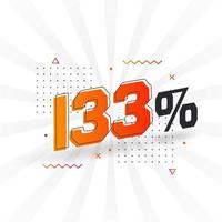 133 promotions de bannières marketing à prix réduits. Conception promotionnelle de 133 % des ventes. vecteur