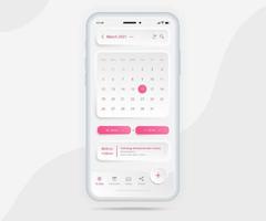 concept de planificateur de calendrier d'application mobile, modèle de calendrier de rendez-vous ui ux, agenda de calendrier de smartphone application de réunion de planification annuelle, événements de calendrier, activité, application d'événement, téléphone vectoriel