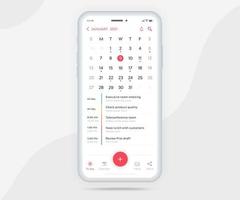 concept de planificateur de calendrier d'application mobile, modèle de calendrier de rendez-vous ui ux, agenda de calendrier de smartphone application de réunion de planification annuelle, événements de calendrier, activité, application d'événement, téléphone vectoriel