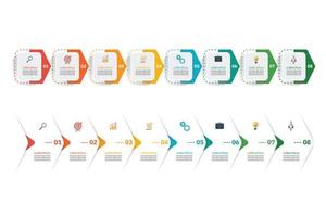 infographie de modèles colorés en huit étapes vecteur