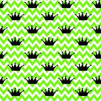 modèle sans couture de vecteur. couronne de princesse noire sur fond blanc-vert en zigzag. vacances, emballage, papier, cadeau, cadeau, tissu, tissu, noël, bébé, anniversaire, nouvel an et concept royal. vecteur