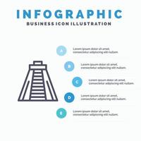 modèle d'infographie bleu monument historique de chichen itza modèle d'icône de ligne vectorielle en 5 étapes vecteur