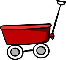 Petit wagon rouge, illustration, vecteur sur fond blanc