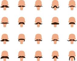 types de moustache, illustration, vecteur, sur fond blanc. vecteur