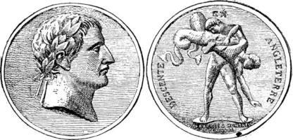 une médaille napoléonienne, illustration vintage. vecteur