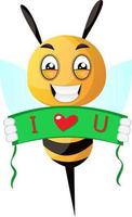 abeille partageant l'amour, illustration, vecteur sur fond blanc.