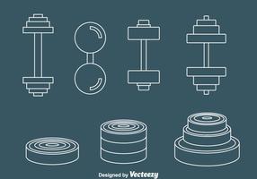 Dumbell line icons vector