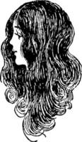 cheveux longs d'une illustration féminine, vintage. vecteur