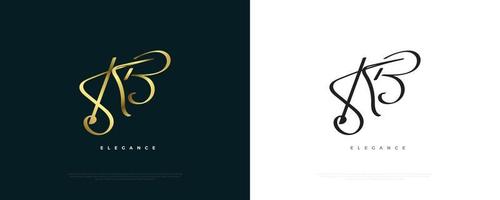 conception initiale élégante et minimale du logo k et b avec un style d'écriture manuscrite. logo de signature de lettre kb avec style d'écriture dorée pour le mariage, la mode, les bijoux, la boutique, la botanique et le logo de la marque vecteur