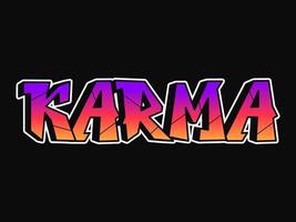 karma mot trippy psychédélique graffiti style lettres.vecteur dessiné à la main doodle dessin animé logo karma illustration. drôles de lettres trippantes cool, mode, impression de style graffiti pour t-shirt, concept d'affiche vecteur