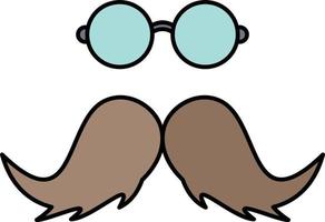 moustache hipster movember mâle hommes plat couleur icône vecteur