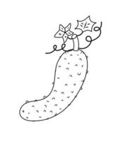 concombre dessiné à la main. légumes frais, aliments biologiques, alimentation saine. illustration vectorielle dans un style doodle. vecteur