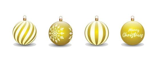 ensemble de concept de boules de noël de couleur jaune pour la célébration du jour de noël. peut être utilisé pour les éléments de conception, les invitations, les affiches, les bannières, les panneaux d'affichage avec un concept de noël vecteur