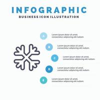 neige neige flocons hiver canada ligne icône avec 5 étapes présentation infographie fond vecteur