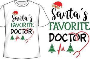 conception de t-shirt de noël médecin préféré du père noël vecteur