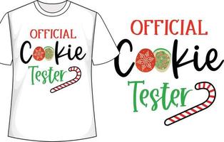 testeur de cookies officiel conception de t-shirt de noël vecteur