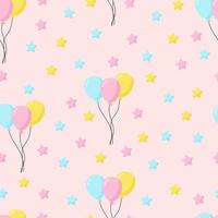 arrière-plan harmonieux avec des ballons de fête de différentes couleurs, idéaux pour la douche de bébé. modèle sans couture vectoriel de ballons à air. . fond rose