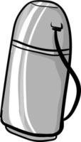 Thermos métallique gris, illustration, vecteur sur fond blanc.