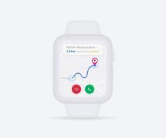 smartwatch map gps navigation app ux ui concept, application de carte d'horloge, montre-bracelet de carte de recherche d'application, carte technologique, ville naviguer poignet, rue de la ville, suivi gps, traqueur de localisation, illustration vectorielle vecteur