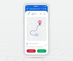 carte application de navigation gps ux concept d'interface utilisateur, application de carte mobile, navigation sur carte de recherche d'application pour smartphone, carte technologique, cartes de navigation de la ville, rue de la ville, suivi gps, traqueur de localisation, image vectorielle vecteur