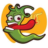 illustration de personnage de mascotte de piment vert vecteur