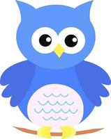 hibou bleu, illustration, vecteur sur fond blanc.