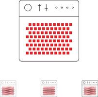 amplificateur audio périphérique multimédia portable gras et mince jeu d'icônes de ligne noire vecteur