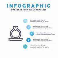 modèle d'infographie bleu de proposition de coeur d'anneau modèle d'icône de ligne vectorielle en 5 étapes vecteur