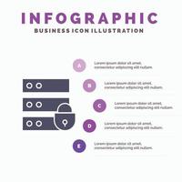 appareil électronique clé de sécurité internet icône solide infographie 5 étapes présentation arrière-plan vecteur