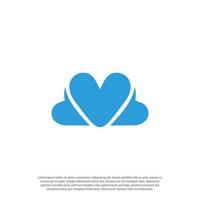 logo d'amour de nuage, avec forme de nuage combinée et forme d'amour en tant que vecteur de conception de logo de forme de nuage