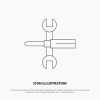 paramètres contrôles tournevis clé outils clé ligne icône vecteur