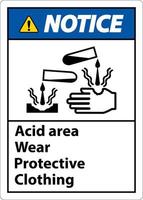 avis zone acide porter des vêtements de protection signe vecteur