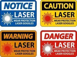 Porter des lunettes laser de protection laser signe sur fond blanc vecteur