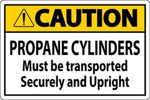 panneau d'avertissement les bouteilles de propane doivent être transportées en toute sécurité et debout vecteur