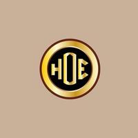 création de logo de lettre de houe créative avec cercle doré vecteur