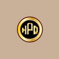 création de logo de lettre hpq créative avec cercle doré vecteur