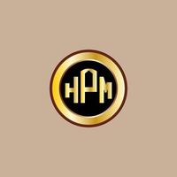 création de logo de lettre hpm créative avec cercle doré vecteur