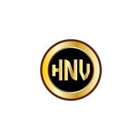 création créative de logo de lettre hnv avec cercle doré vecteur