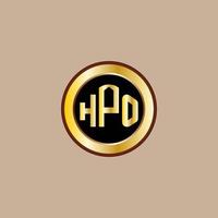 création de logo de lettre hpo créative avec cercle doré vecteur