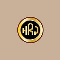 création de logo de lettre hrj créative avec cercle doré vecteur