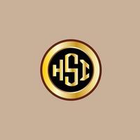 création créative de logo de lettre hsi avec cercle doré vecteur